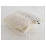 C.S. carved ivory owl with baleen insets, 3" acros