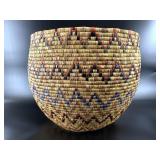 Stunning, large, hand woven grass basket. With vib