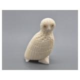 Ivory owl with fossil ivory inset eyes, 2 3/8"