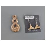 Pair of mammoth ivory earrings on sterling silver