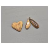 Lot of 3:  2 fossilized ivory pendants and a fossi