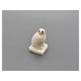 Small ivory owl, with fossil ivory and baleen eyes