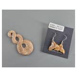 Pair of mammoth ivory earrings on sterling silver