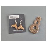 Pair of mammoth ivory earrings on sterling silver