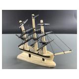 L. Aningayou ivory and baleen ship, sails are made