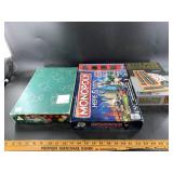 3 Assorted board games: Monopoly, then and now, no