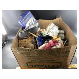Mixed box lot of home goods, office supplies, etc.