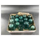 Dozen + Blue glass insulators