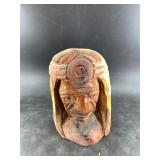 Wood bust of a Native American Chieftain 9"