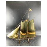 Beautiful brass and copper standing sailboat 23.5"