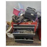 Lot wit chest tool box with some tolls including s
