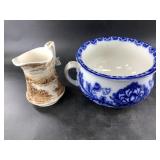 Lot of 2:  vintage pitcher and an antique Delhi pa