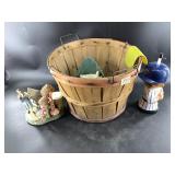 Wood basket filled with home dï¿½cor