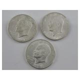 3x 1971 S Eisenhower Silver-Clad Dollars