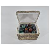 Ornate Trinket Box with Assorted Marbles