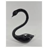 Black Glass Swan Sculpture