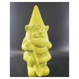 Yellow Glazed Garden Gnome Figurine