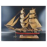 Detailed Brigantine Ship Model with Display Base