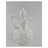 White Milk Glass Floral Cruet