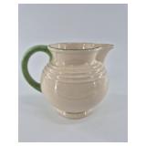 Ceramic Ribbed Pitcher with Green Accents