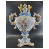 Ornate Floral Porcelain Covered Urn