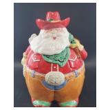 Santa Cowboy Ceramic Cookie Jar