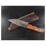 Decorative Patterned Blade Knife w/ Sheath