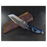 Serrated Fixed-Blade Knife w/ Tooled Sheath
