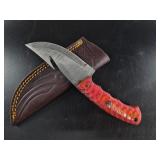 Patterned Steel Fixed-Blade Knife w/ Sheath