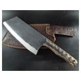Patterned Handle Fixed Blade Knife w/ Sheath