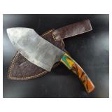 Damascus-Pattern Chef Knife with Sheath