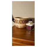 New 11in. Welcome Basket and Decorative Candle