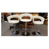 3 Vintage Italian Leather Designer Bar Stools