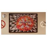 Large Imagine Peace Sign Framed Poster