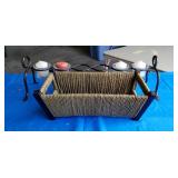 19" Iron Candelabra, 12" Wicker Decorative