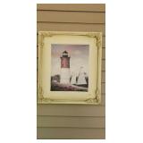 Distressed 20" x 14" Lighthouse ART