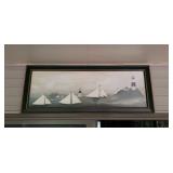 36"x14" Lighthouse Folkstyle Painting