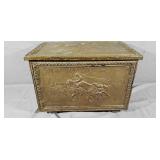 Detailed 18" Hammered Brass Chest, Early