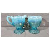 2 Blue Opalescent Larger Serving Dishes