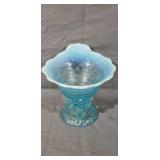 Gorgeous Blue Opalescent Artist Made Footed Bowl