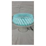 Amazing Blue 9 In. Victorian Cutglass, On Stand