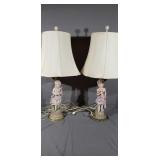 2 Ceramic Handpainted Antique Lamps