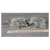 2 7" Elephant Glass Candy Dishes