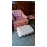 Very Good Barrel Chair, Footstool, And Sewing