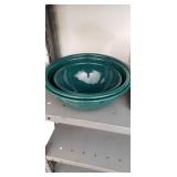 3 Graduated Green Enamelware Bowls