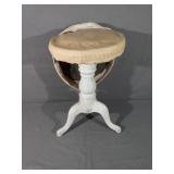Small wood stool with cushion seat and cover