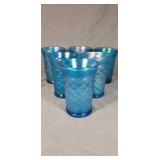 6 Vintage Iridescent Blue Tumblers