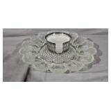 Early Heavy Crystal Egg Plate and Satin Coasters