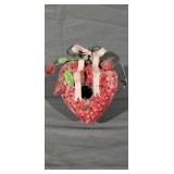 Junk Tin Strawberry Heart Birdhouse