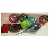 9 Handblown Colorful Glass Ornamental Globes